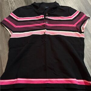Tommy Hilfiger Black and Pink Polo Shirt